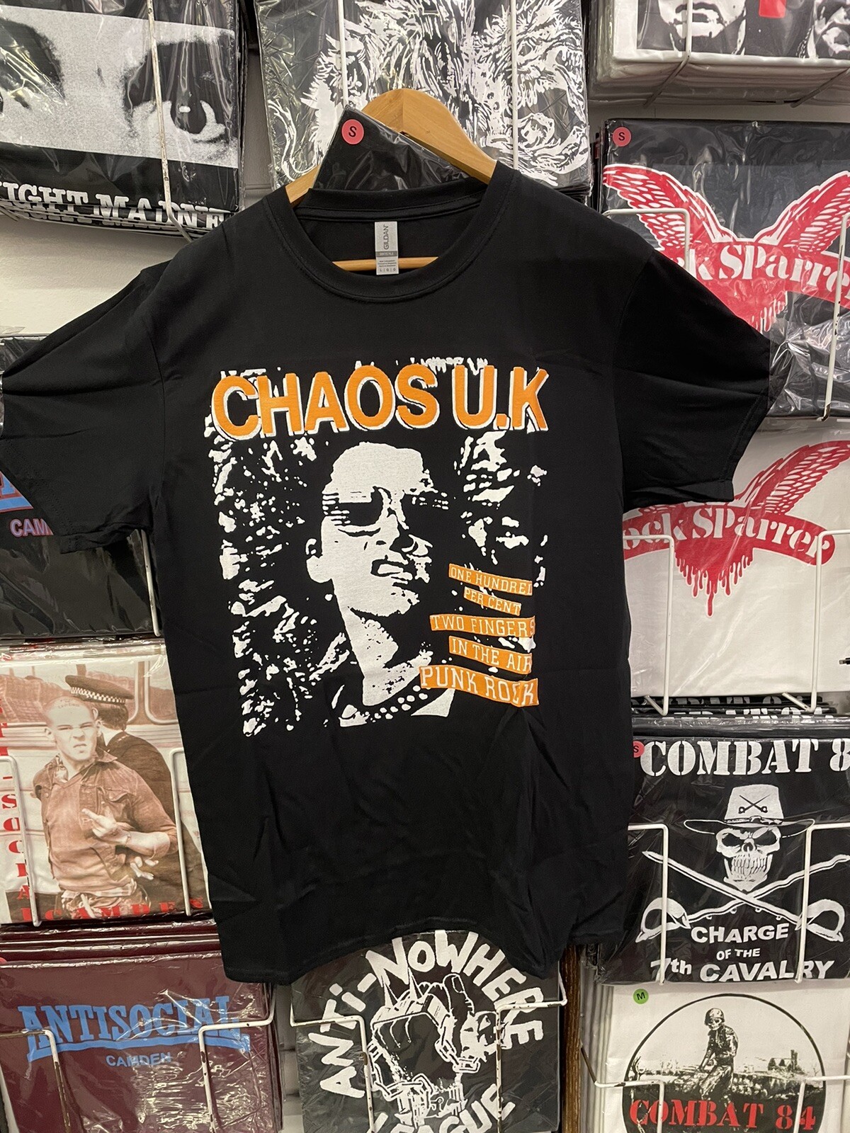 Reprint CHAOS UK 2 Fingers In The Air T.Shirt Punk GBH Hardcore Discharge All Si gallery