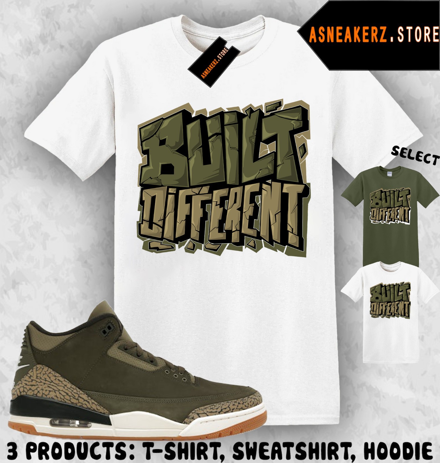 Shirt To Match AJ 3 Family Affair Sneaker Matching Tee Built Different T-Shirt gallery