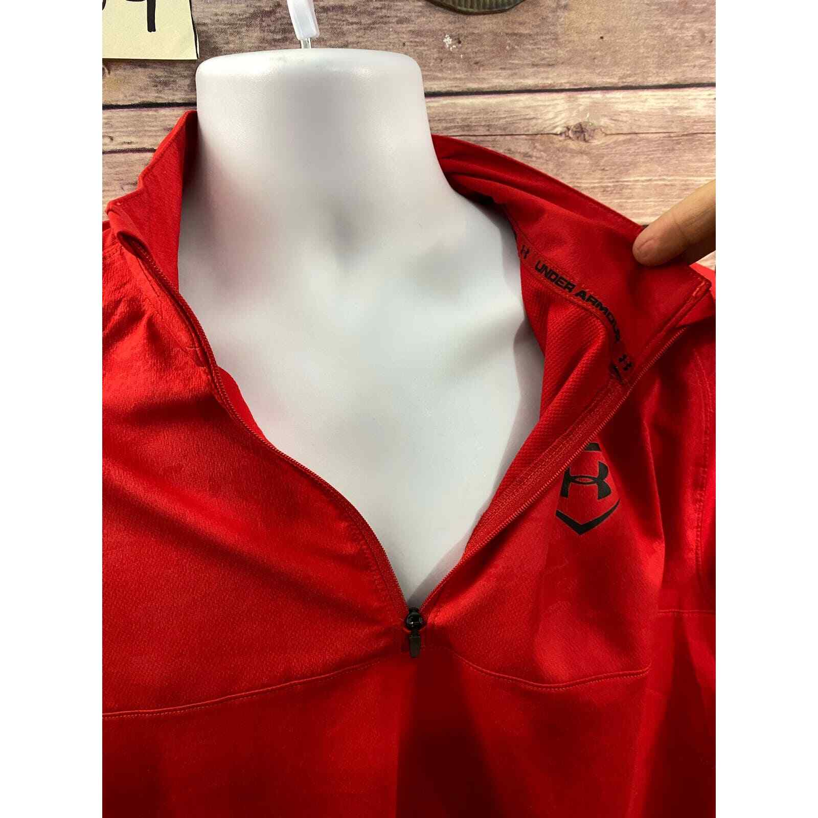Under Armour XL Mens Loose Fit Red 1/4 Zip Utility Short Sleeve Pullover Jacket gallery
