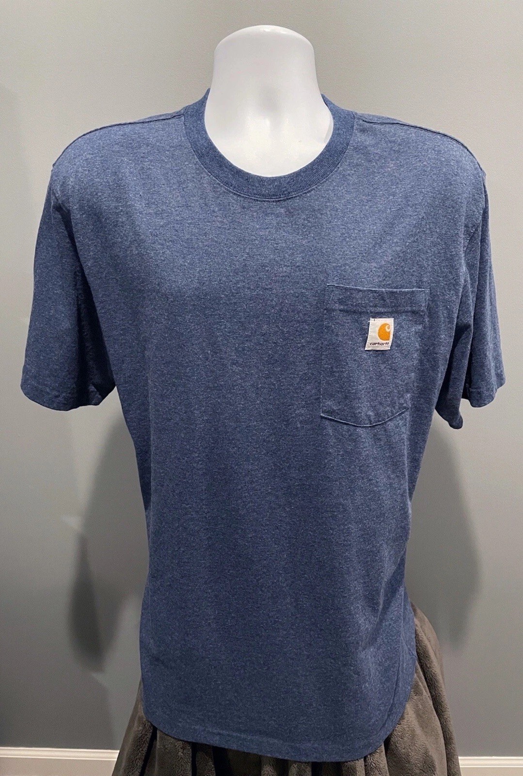 Carhartt Men's Large Crew Neck T-Shirt Workwear Heavy Duty Solid Heather Blue gallery