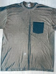 Blank Pocket T-Shirt Distressed Green Earthy Grunge Sun Fade Workwear Crew XL