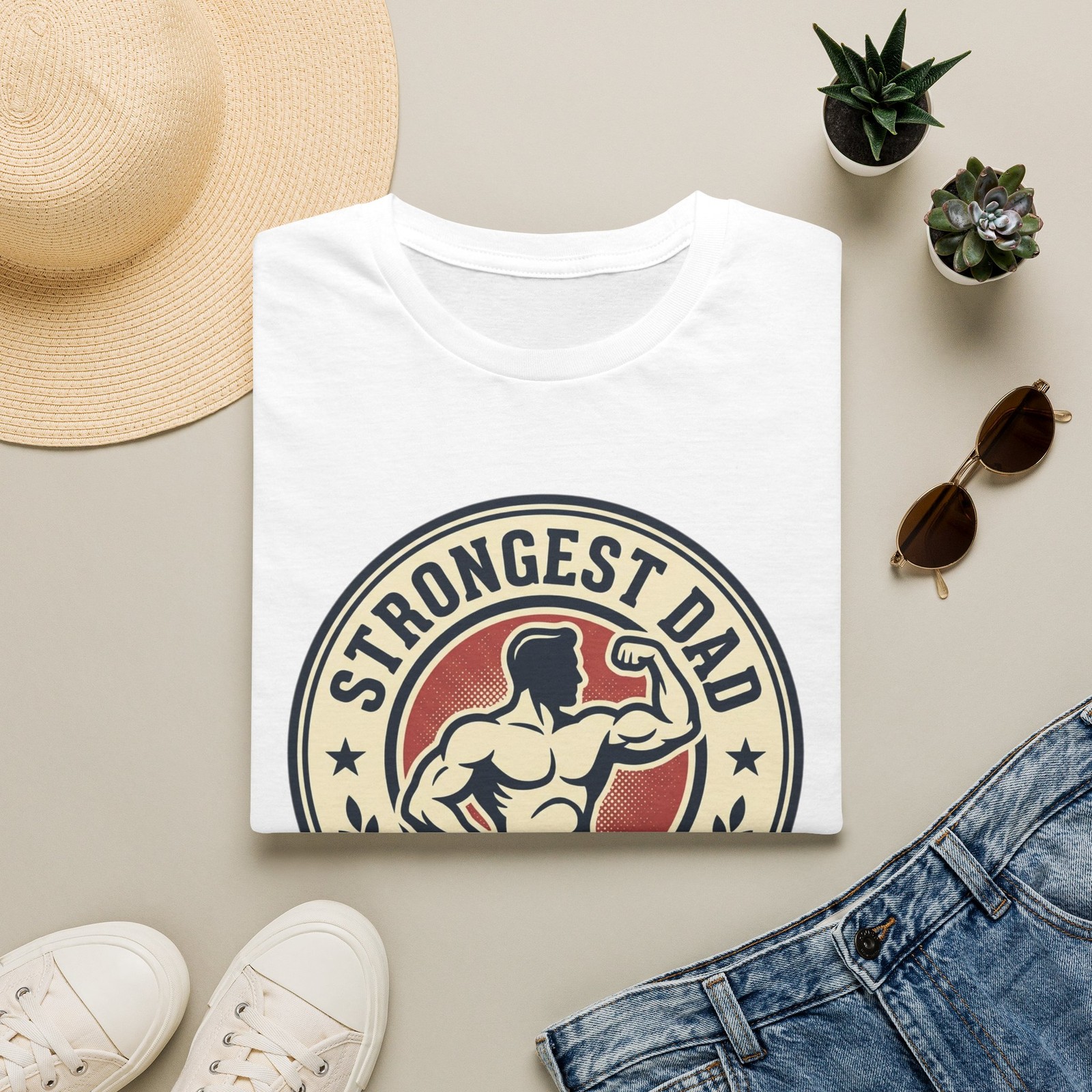 Strongest Dad emblem T-Shirt fitness Fathers Day 14 COLORS
