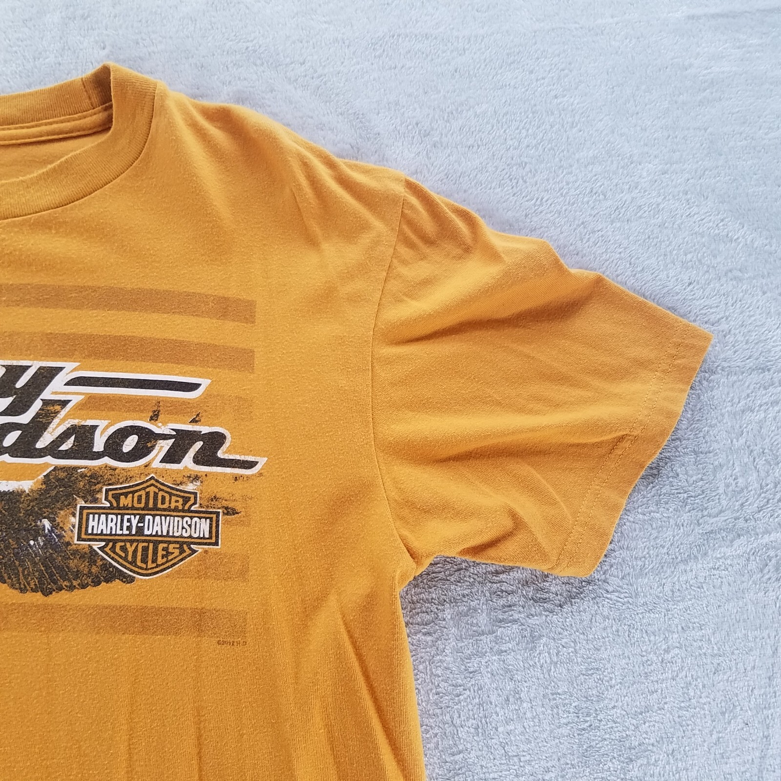 Mens Harley Davidson Graphic T Shirt Yellow Flying Eagle Stone -See Measurements gallery