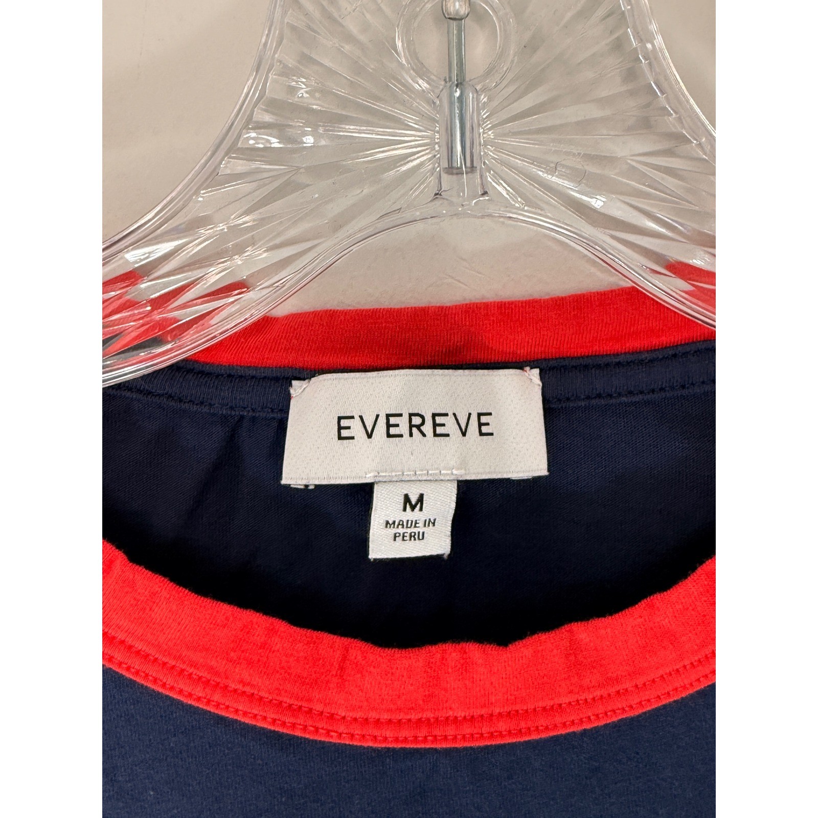 Evereve Ever Ringer Tee Shirt Navy Red Short Sleeve Casual Classic Medium gallery