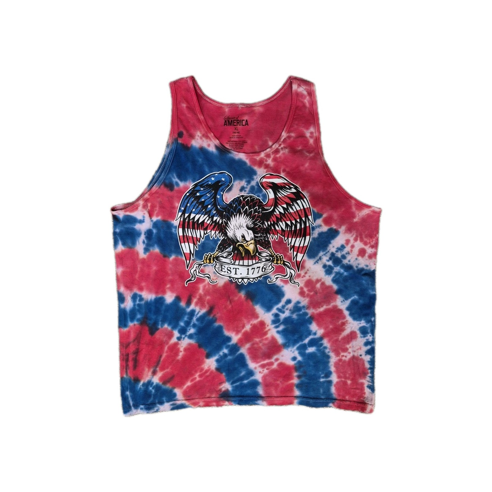 Spirit Of America XL Eagle Flag Red White Blue Tie Dye Tank Top Muscle Shirt