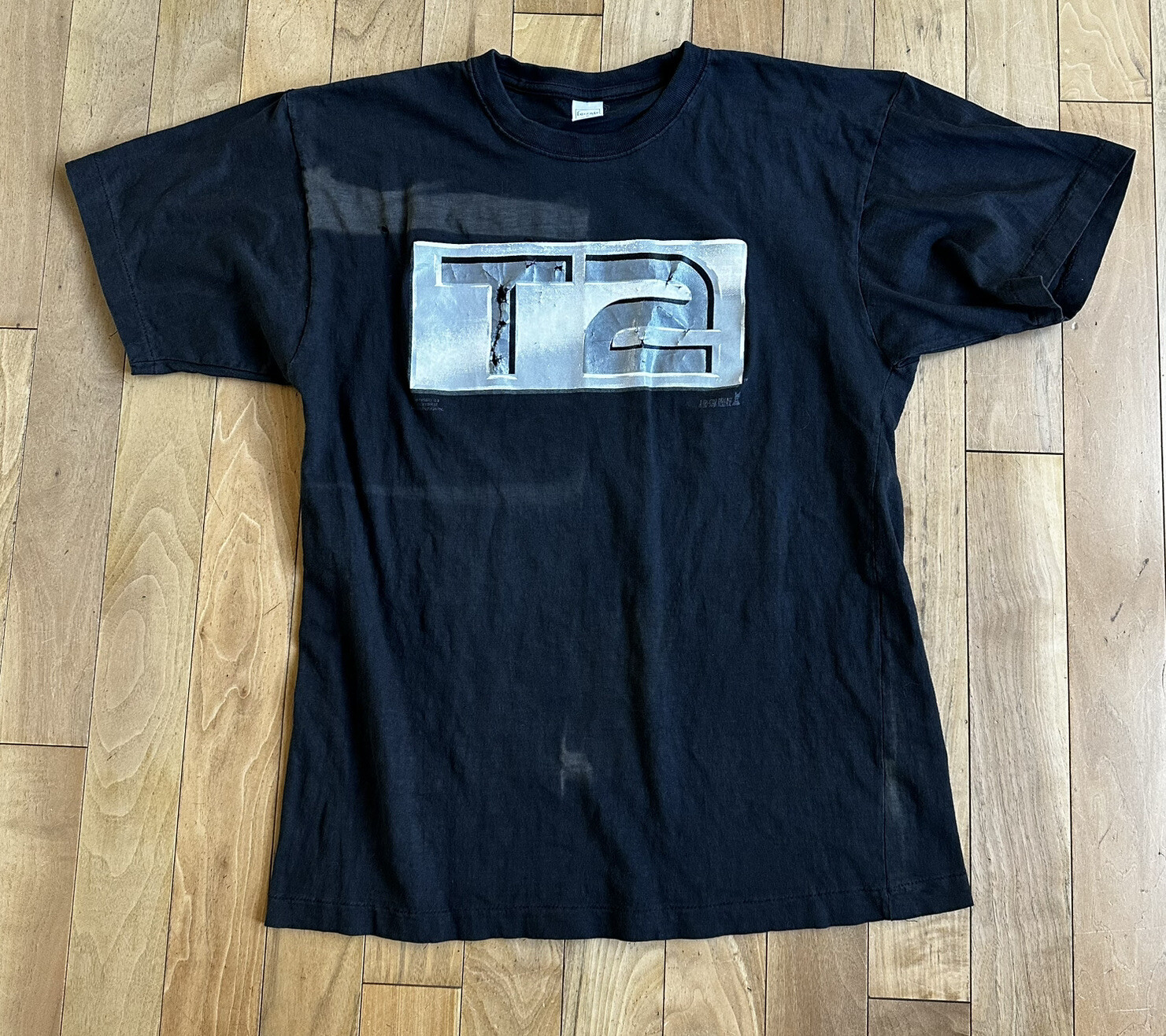 Terminator 2 T2 Judgement Day Men’s Movie Promo T Shirt Large Black Distressed