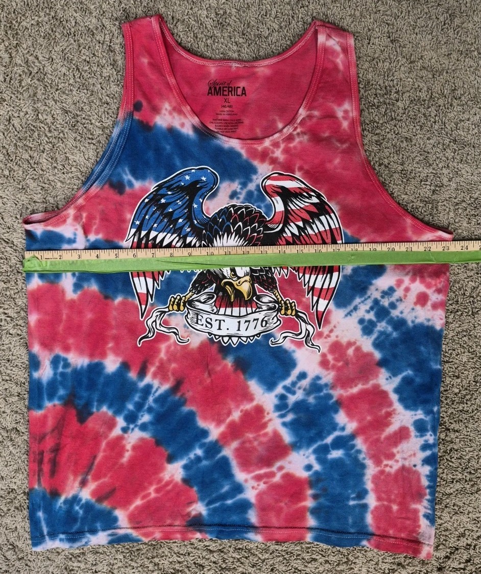 Spirit Of America XL Eagle Flag Red White Blue Tie Dye Tank Top Muscle Shirt gallery