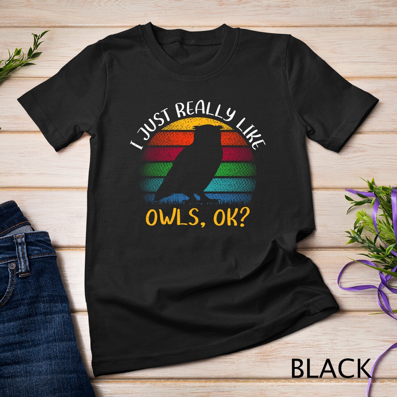 Funny Vintage Owl Bird Lover I Just Really Like Owls Ok Unisex T-shirt gallery