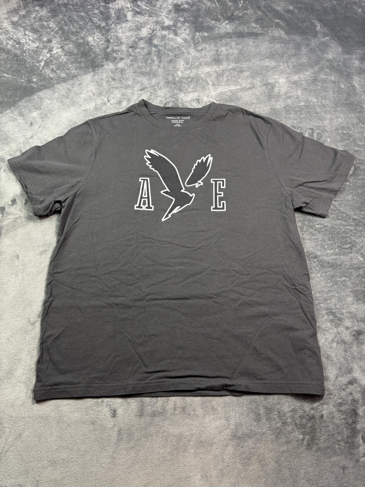 American Eagle Shirt Mens Large Gray Super Soft AE Logo Graphic Tee Crewneck