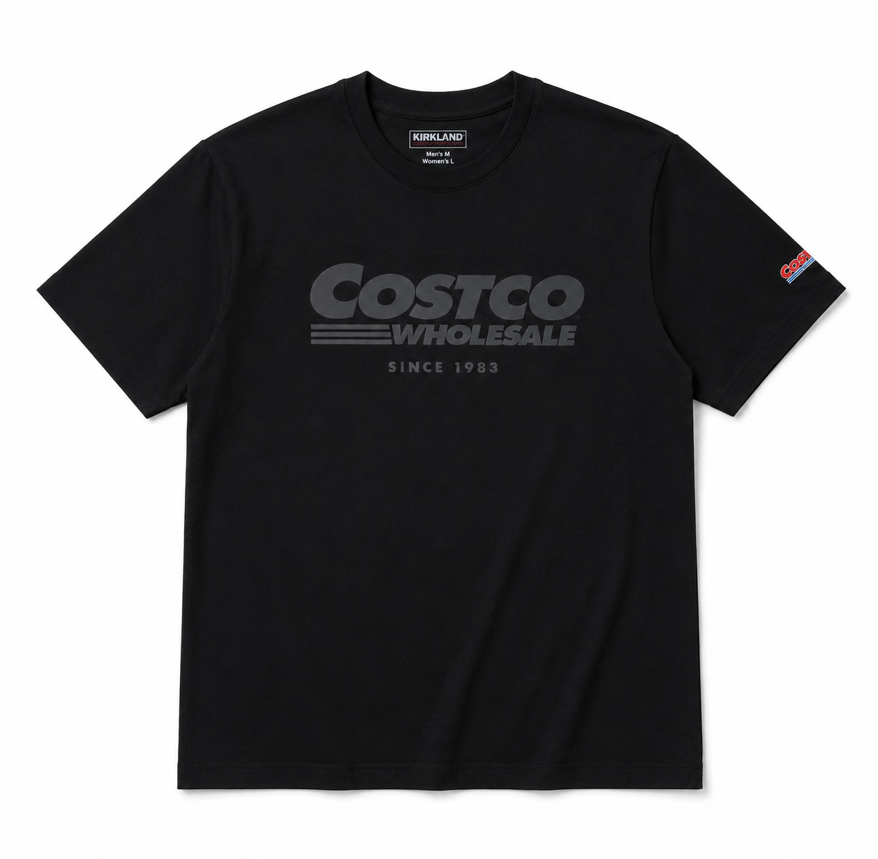 Costco Wholesale Unisex Logo Tee Black Withe Kirkland gallery