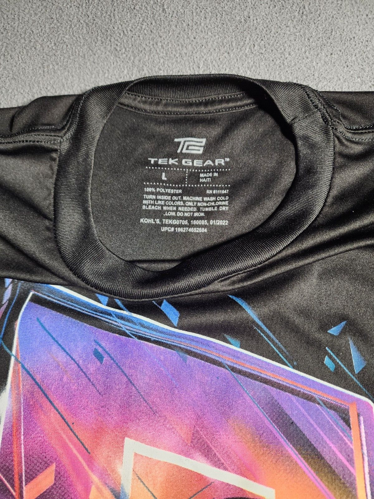 Tek Gear T-Shirt Men Large Black Short Sleeve Round Neck Basketball Polyester gallery