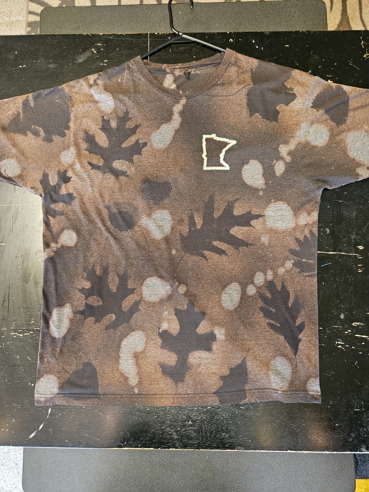 State Run Men's Brown Bleached Camo Crew Neck Short Sleeve Logo T-Shirt 2XL gallery