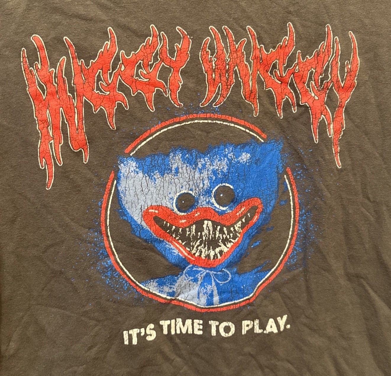 Huggy Wuggy Poppy Play Time Horror Game It’s Time To Play T Shirt Size L gallery