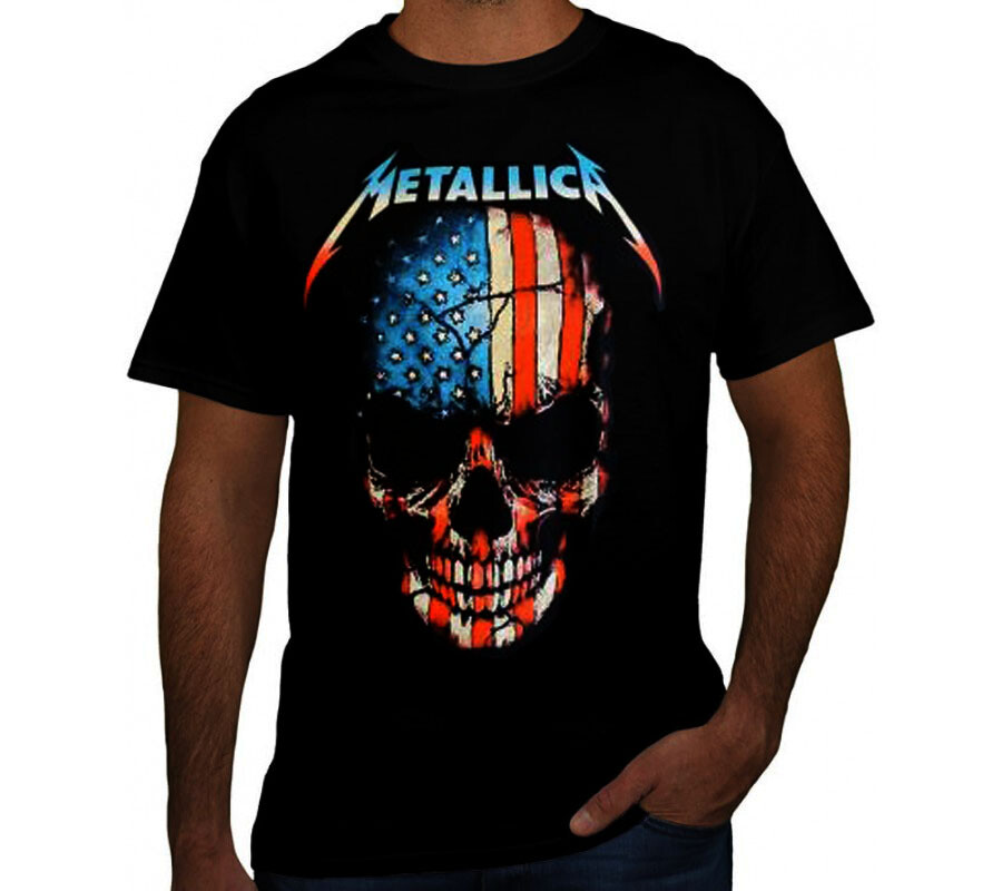 METALLICA AMERICAN SKULL PUNK ROCK Black T Shirt gallery