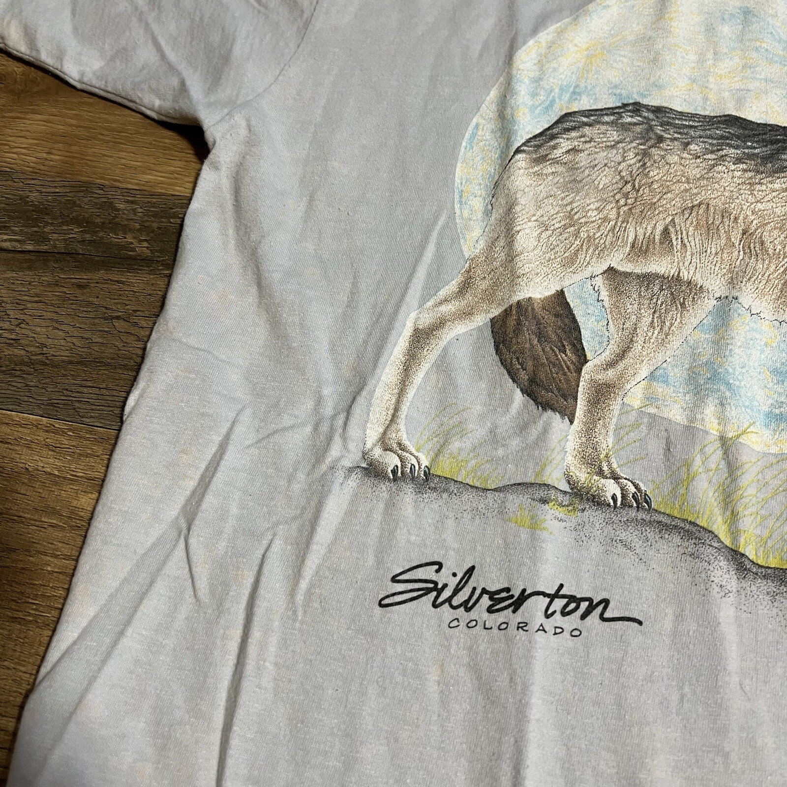 VTG 80s Habitat Softwear Silverton Colorado Wolf Moon Cal Cru T-shirt Adult XL gallery