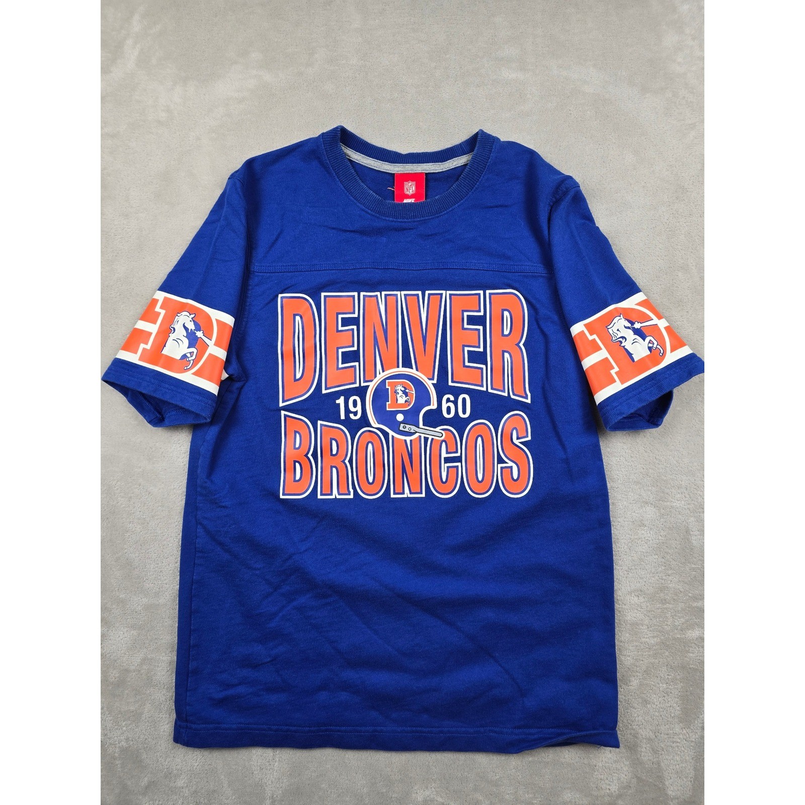Nike Denver Broncos Retro Shirt Men M Fit S Blue NFL Football Graphic 609259-417
