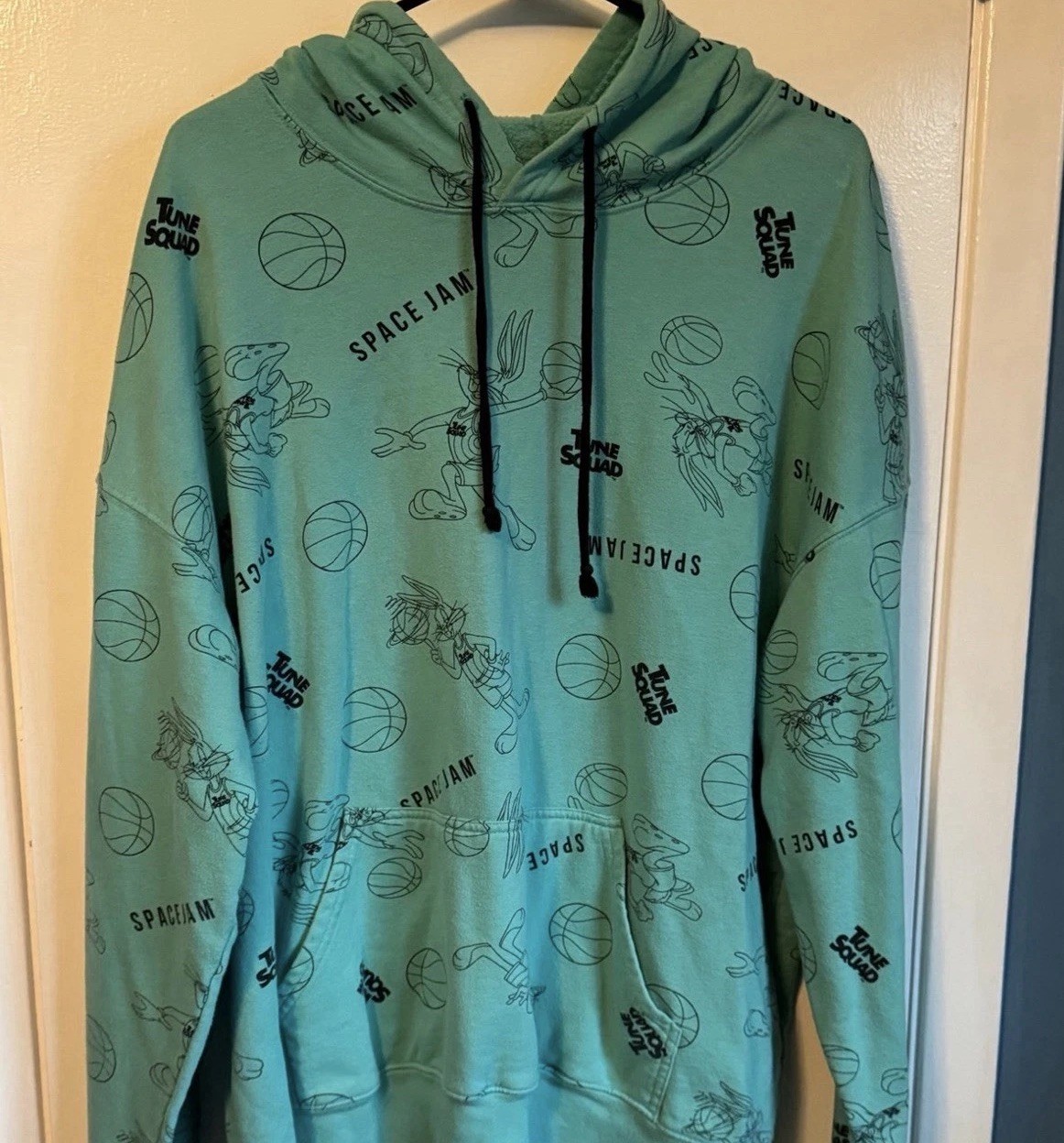 Space Jam: A New Legacy Tune Squad Hoodie Turquoise Pocket & Strings Sz 2XL XXL