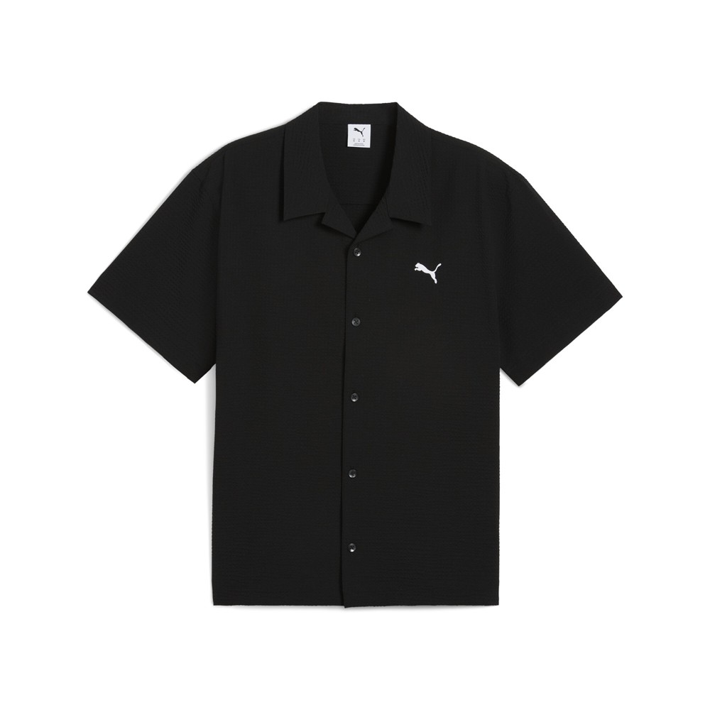 PUMA Wardrobe Essentials Seersucker Relaxed Short Sleeve Button Up Shirt Mens Si gallery