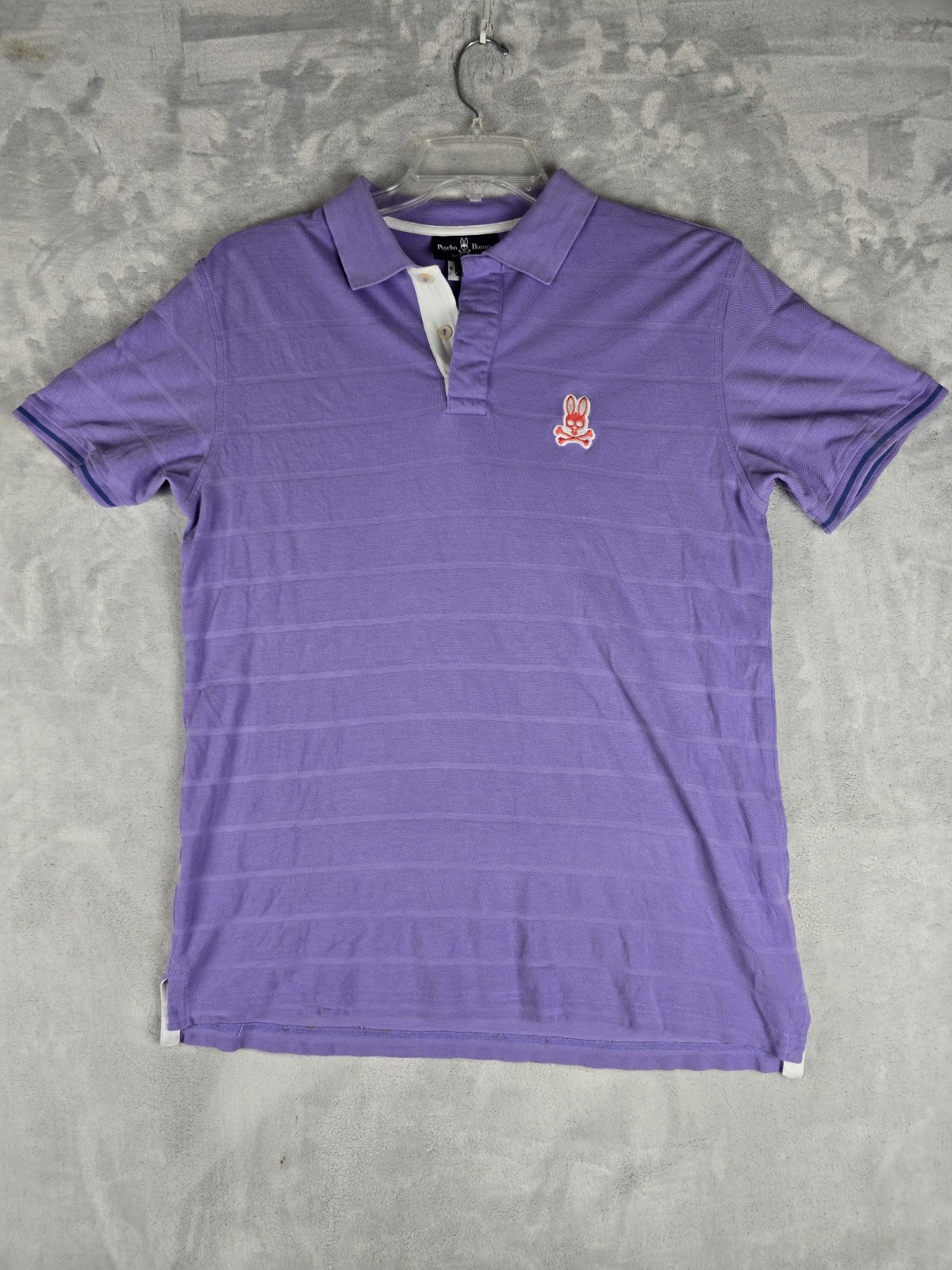 Psycho Bunny Shirt Mens 6 L Original Brand Purple Polo Orange and White Logo