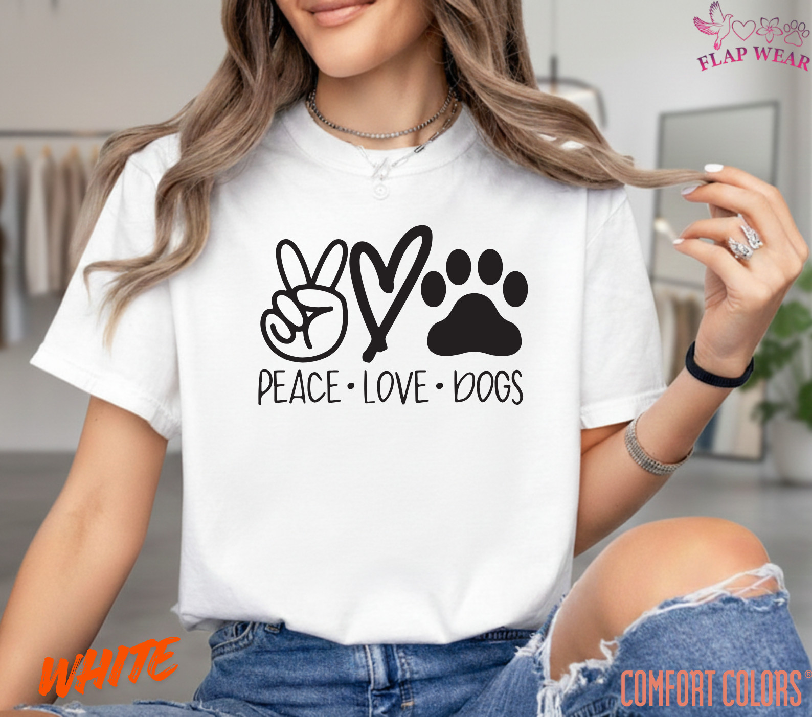 Unisex Peace Love Dogs Printed T SHIRT,T shirt women,T shirt men,T shirt vintage gallery