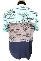 Ocean Current Tee Shirt Men’s Size L Blue Gray Green Crew Neck Cotton Blend