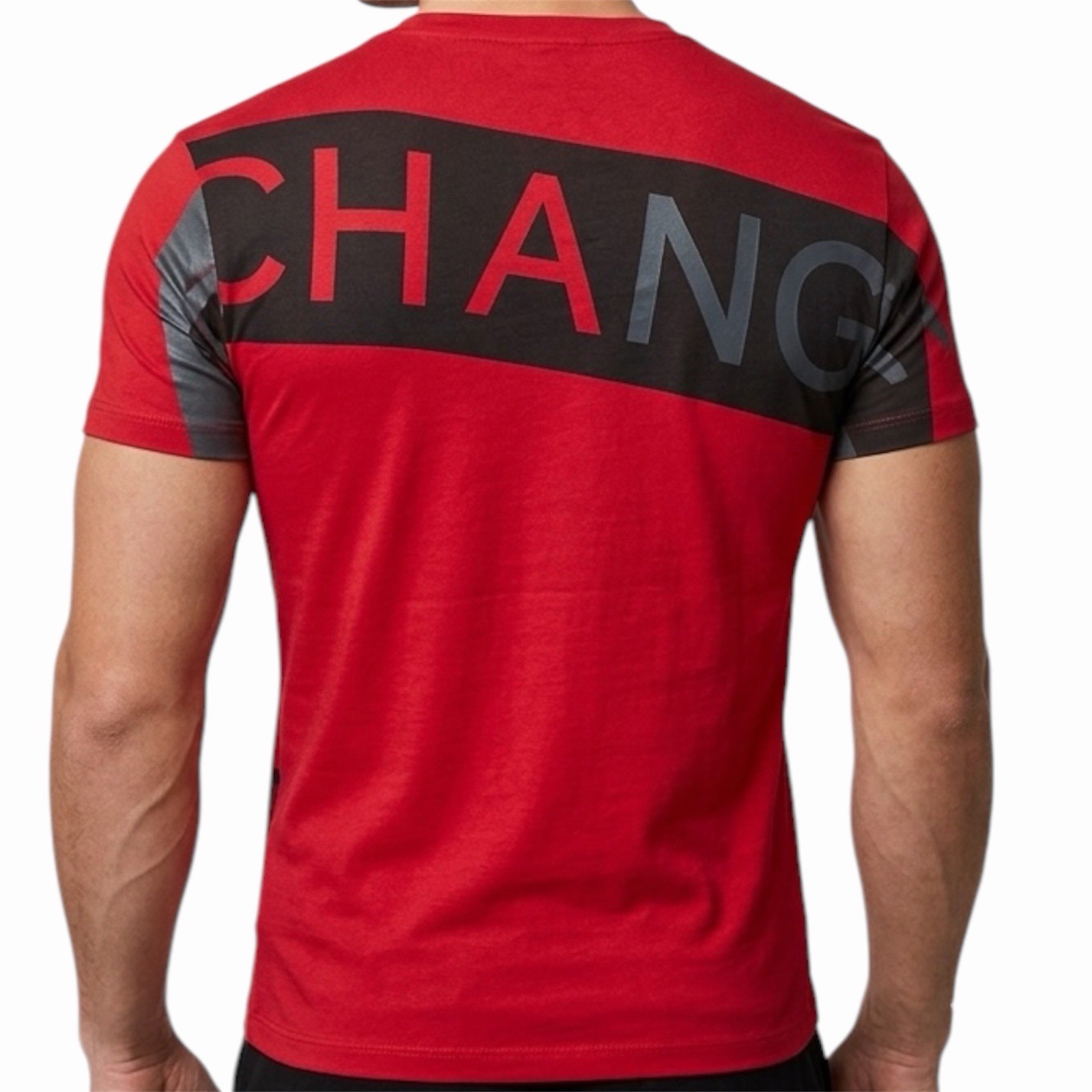 ARMANI EXCHANGE Red Black BIAS Short Sleeve Slim Fit Designer V-NECK T-shirt NWT gallery