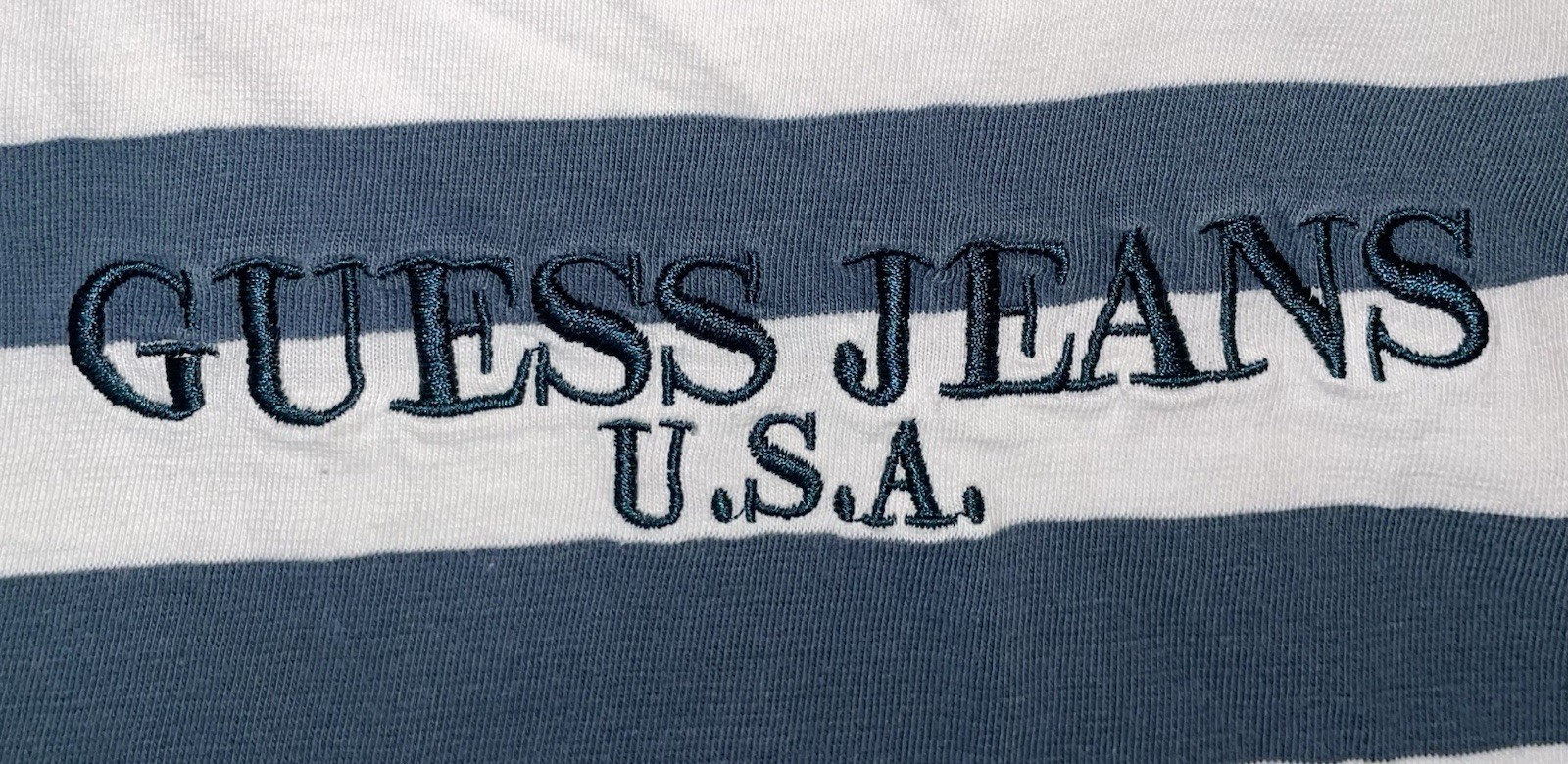 Vintage 90s Guess Jeans Usa Striped Shirt Mens XXL White Blue Shorts Sleeve gallery