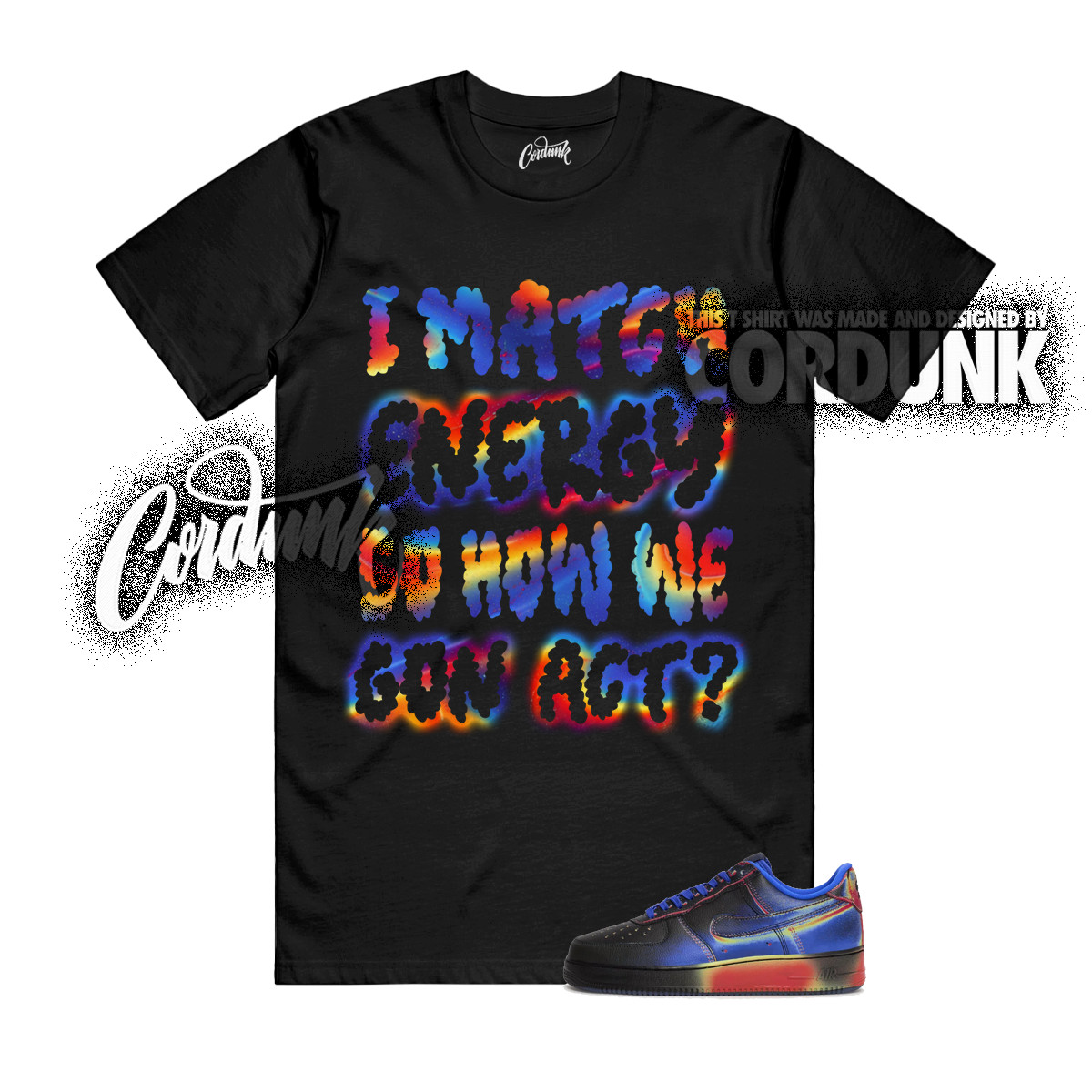 Air Force 1 Low Retro Heat Map Black Racer Blue T Shirt Match MATCH