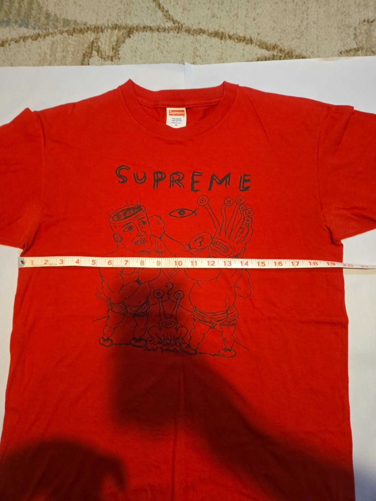 DANIEL JOHNSTON for SUPREME Eternal Fight Tee Medium 2012 Red Shirt SS12 RARE gallery