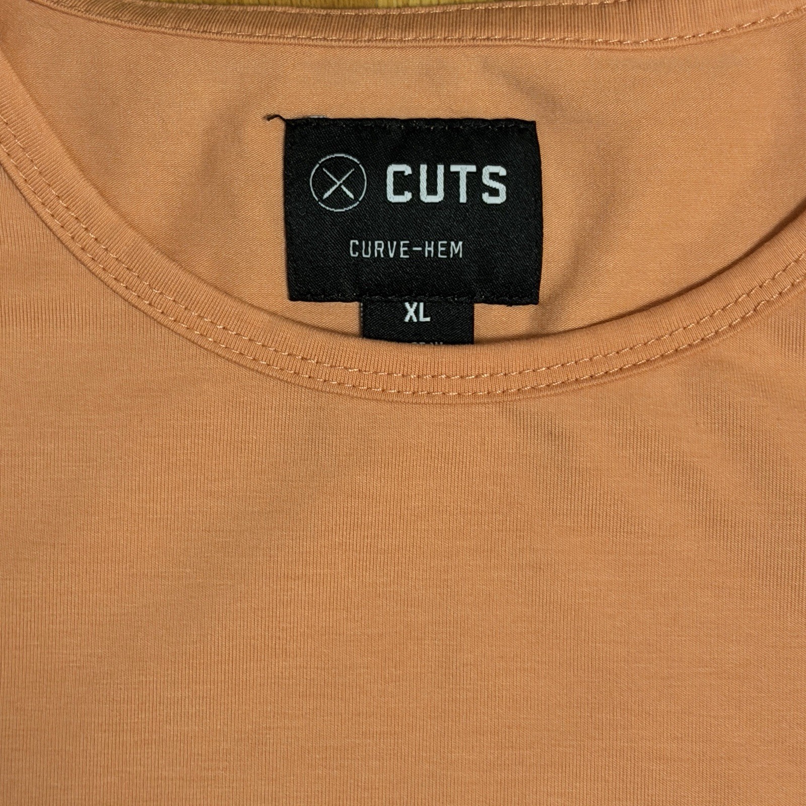 Cuts Clothing Mens XL Burnt Orange AO Curve-Hem Short Sleeve Stretch Tee PYCA gallery