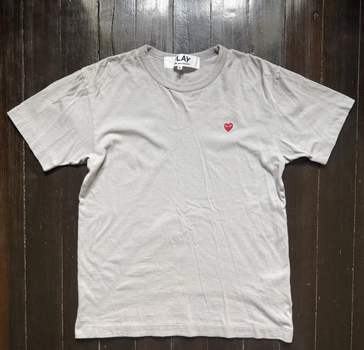 Comme des Garcons PLAY Red Heart T-shirt Grey Medium *EXCELLENT