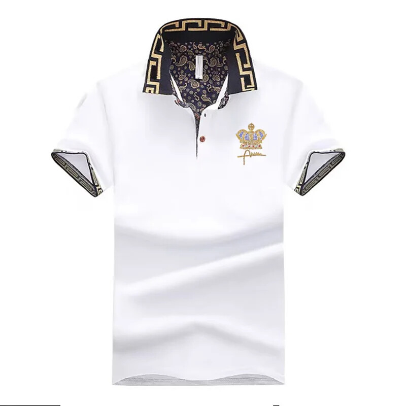 New Men Luxury Diamond Crown Rhinestones Fashion Polo T-Shirt High Quality gallery