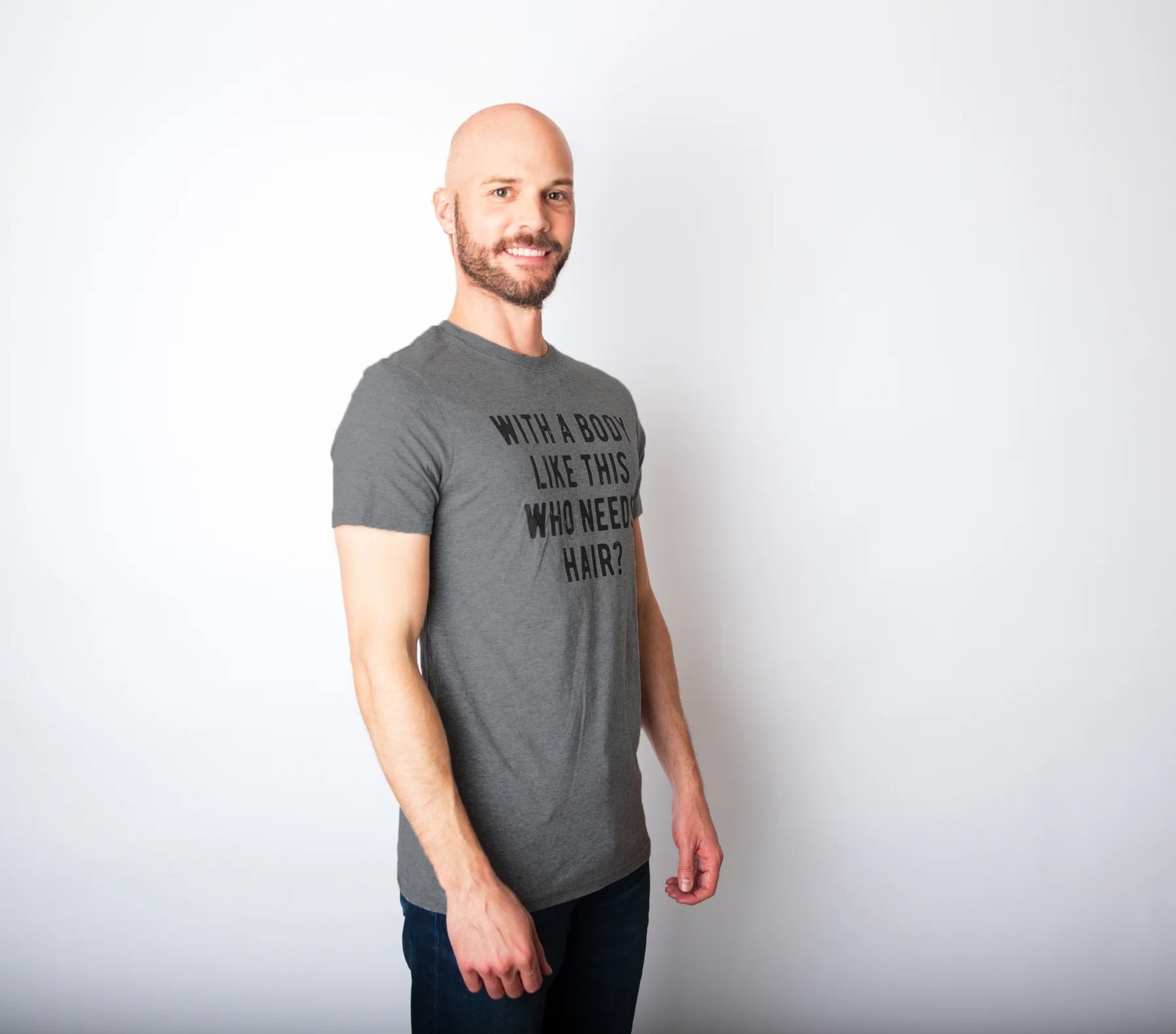 Mens With A Body Like This Who Needs Hair Tshirt Funny Balding Dad Bod Tee gallery