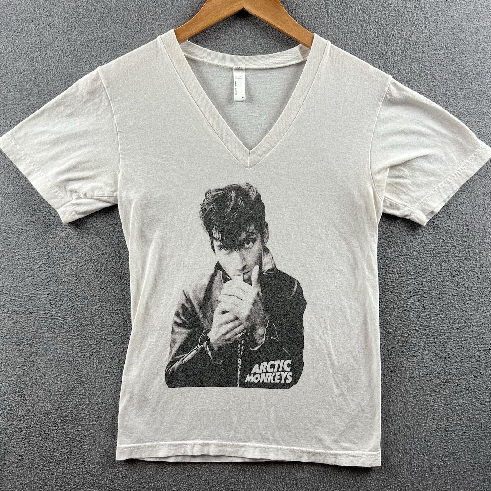 Arctic Monkeys Shirt Adult XS White V-Neck Vintage Y2K Band Tee American Apparel