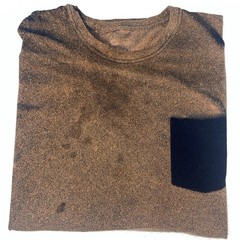 Boho Large Blank Pocket T-Shirt Distressed Black Brown Grunge Fade Workwear