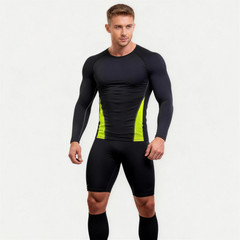 Athletic Long Sleeve Compression Shirts Dry Fit Sports Gym Shirts Outdoor Blue