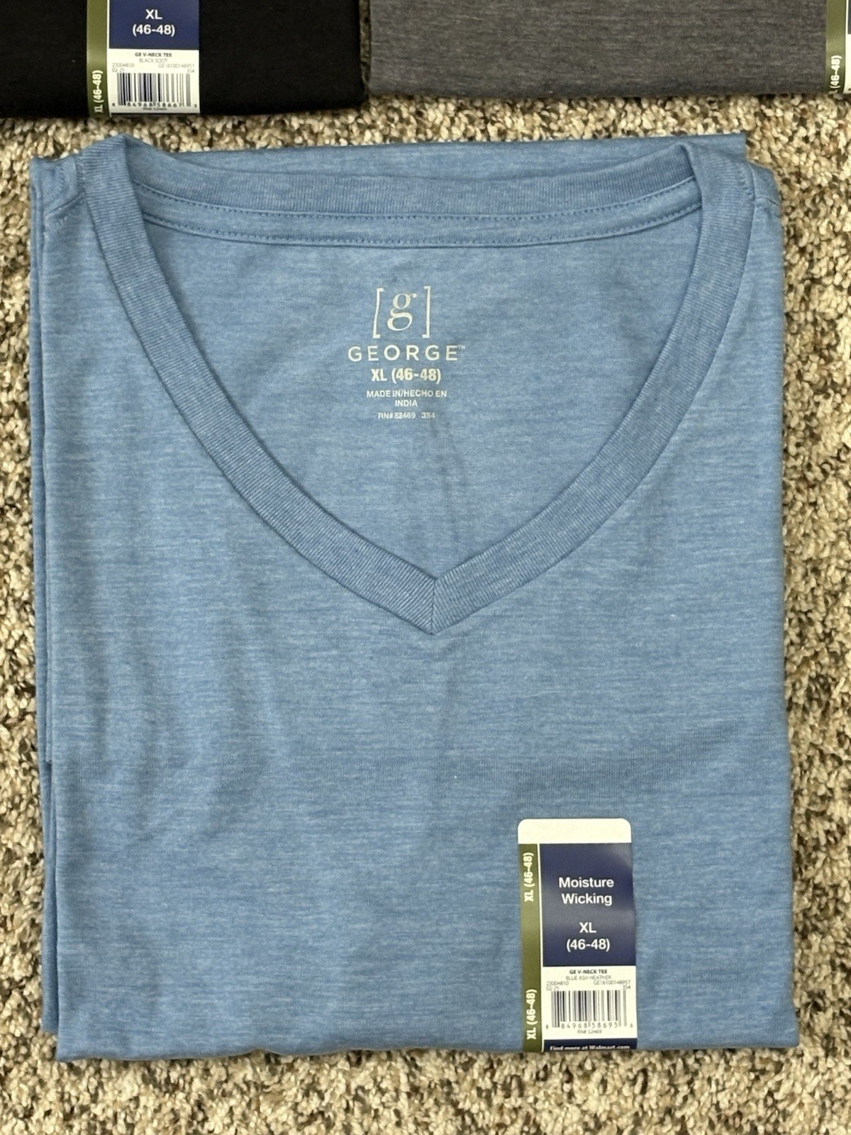 New George 3-PACK Men’s V-Neck T-shirt Tee Moisture Wicking Size 46-48 XL (G7) gallery