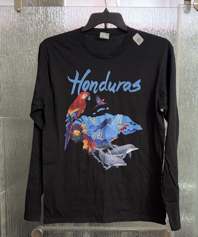 Honduras Black Long Sleeve Tshirt 19” P2P 29” Length Men’s Medium gallery