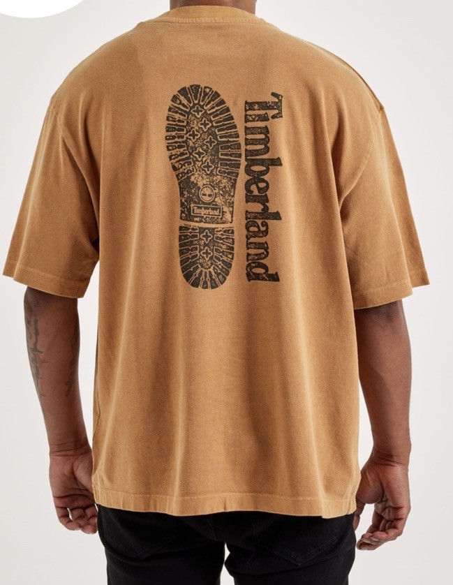 Timberland Footprint Tee Shirt Men’s Size Large Wheat Organic Cotton Tb0a6mh7