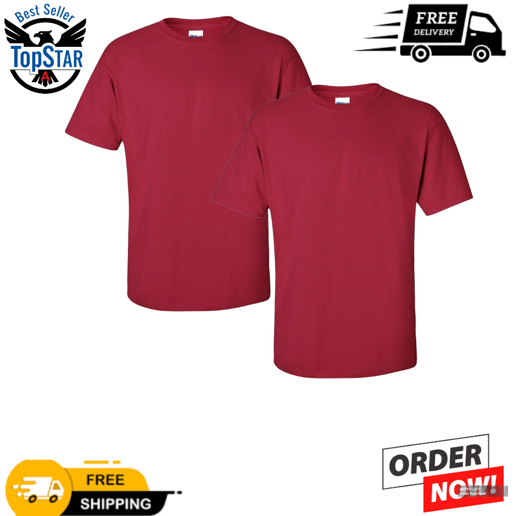 Gildan Cardinal Men's Ultra Cotton Plain Crew Neck Short Sleeves T-Shirt G2000 gallery