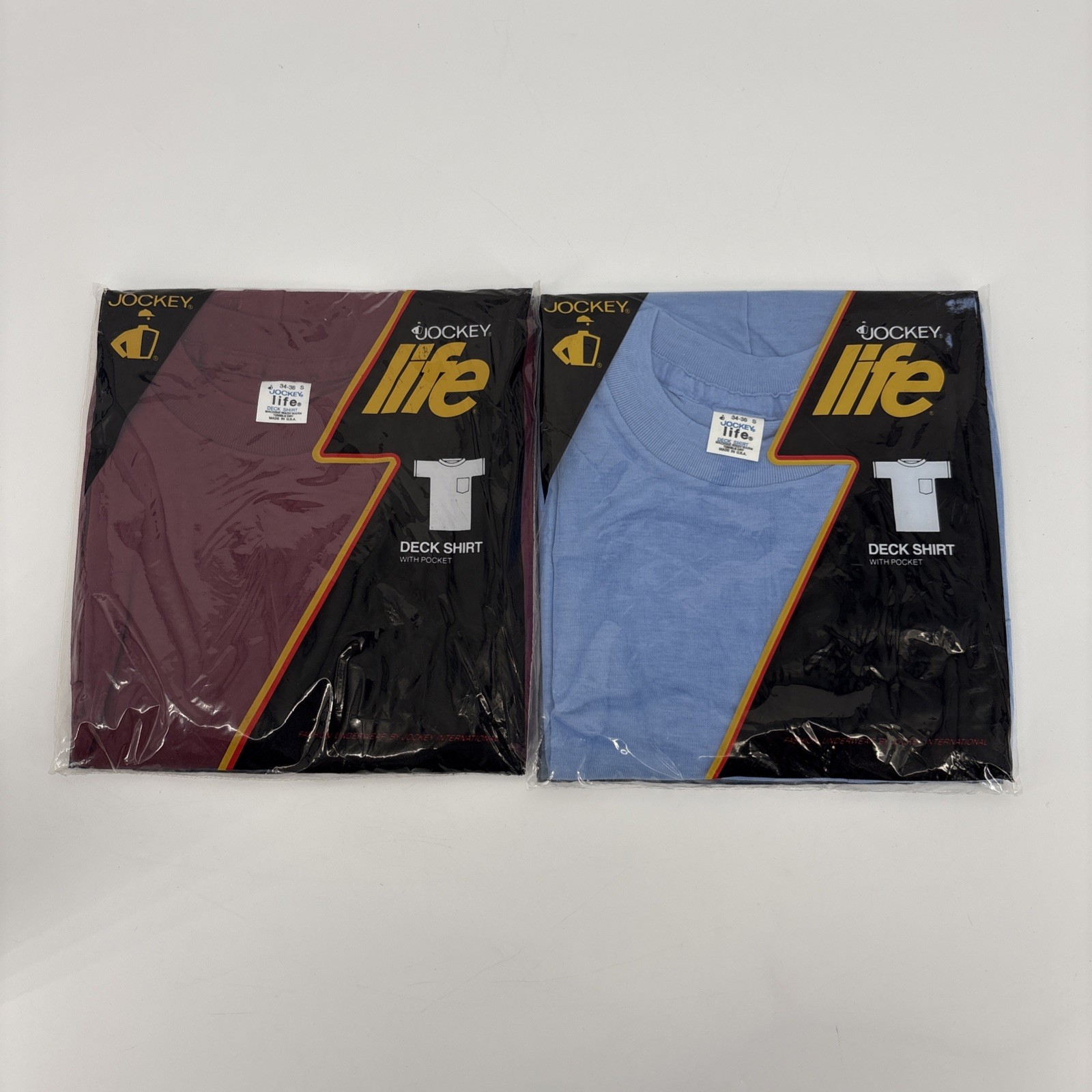 2 Vtg 1981 Jockey Life Deck T-Shirt Small 34-36 Sealed Made In USA NOS Deadstock gallery
