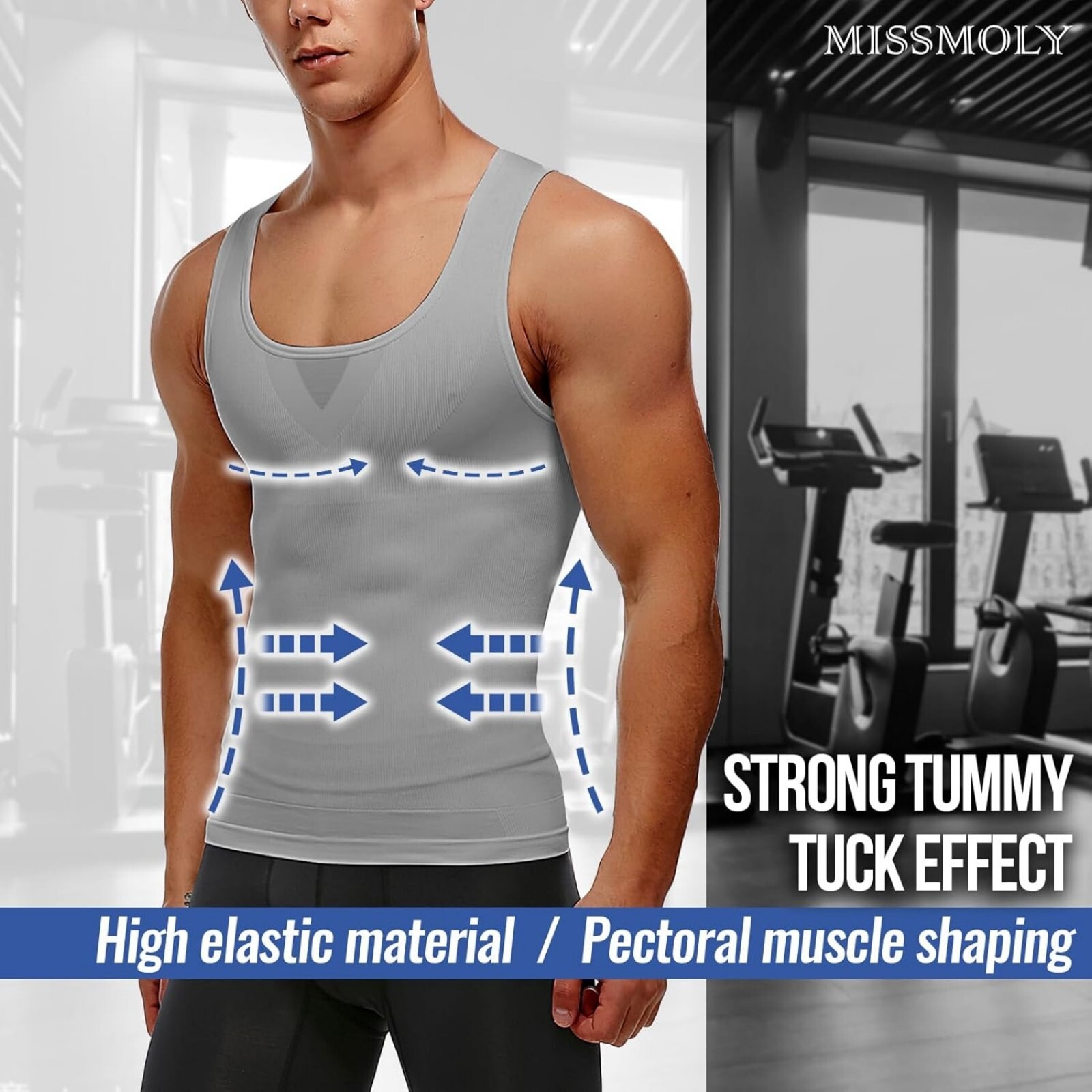 Male Gynecomastia Compress Tank Top Mens Slimming Body Shaper Vest Abs Shirt US gallery