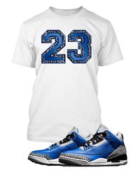 Streetwear 23 Compatible with J’s 3 Royal Sneaker Tee to Match with Big Tall Sm