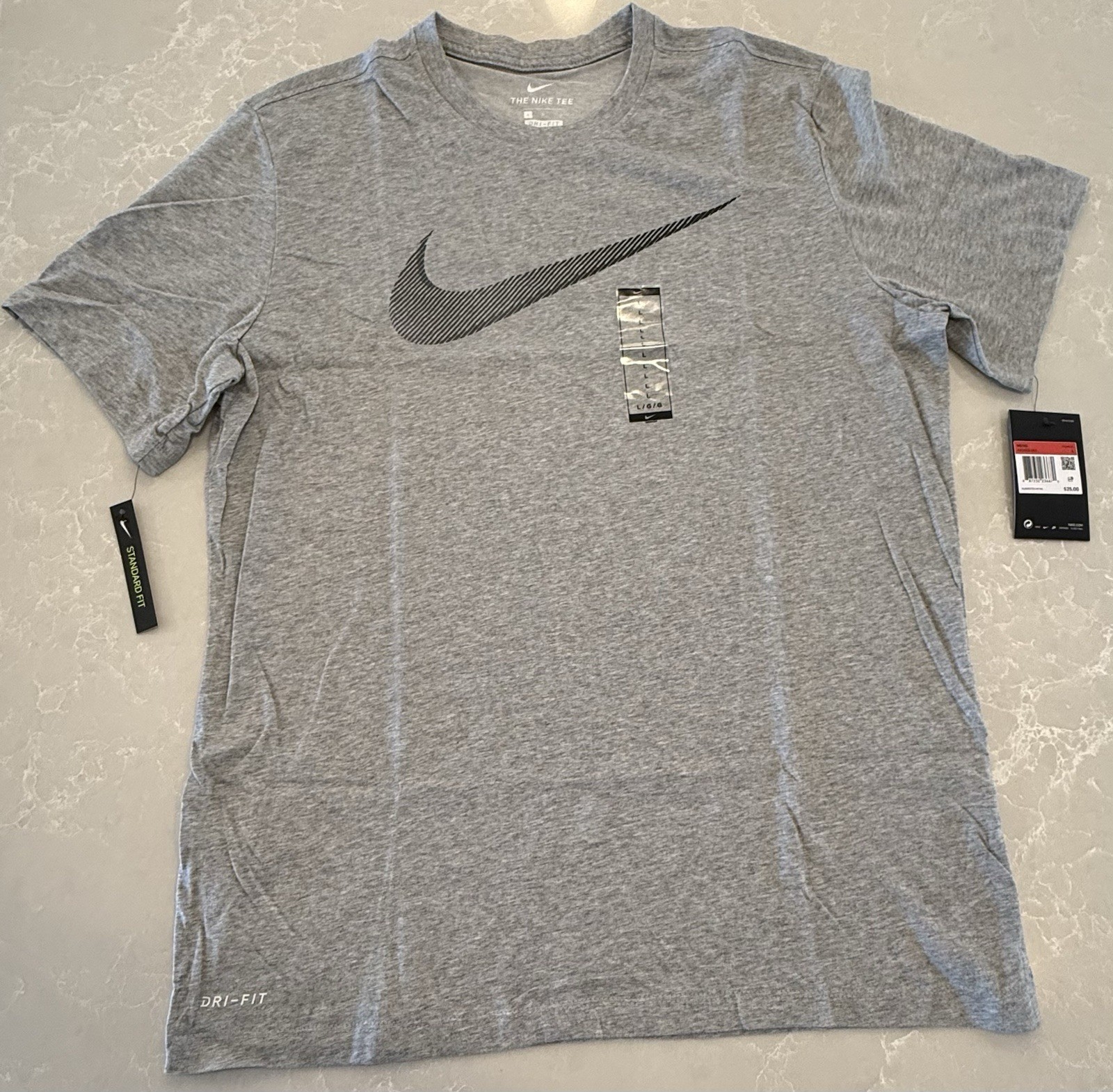Nike Mens Dri-Fit Training T-Shirt ~ White & Grey ~ Choose Size S, M, L, XL gallery
