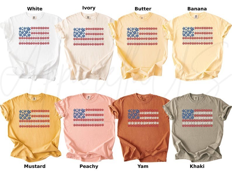 Comfort Colors Floral American Flag Shirt, 4th of July Shirt, Independence Day gallery