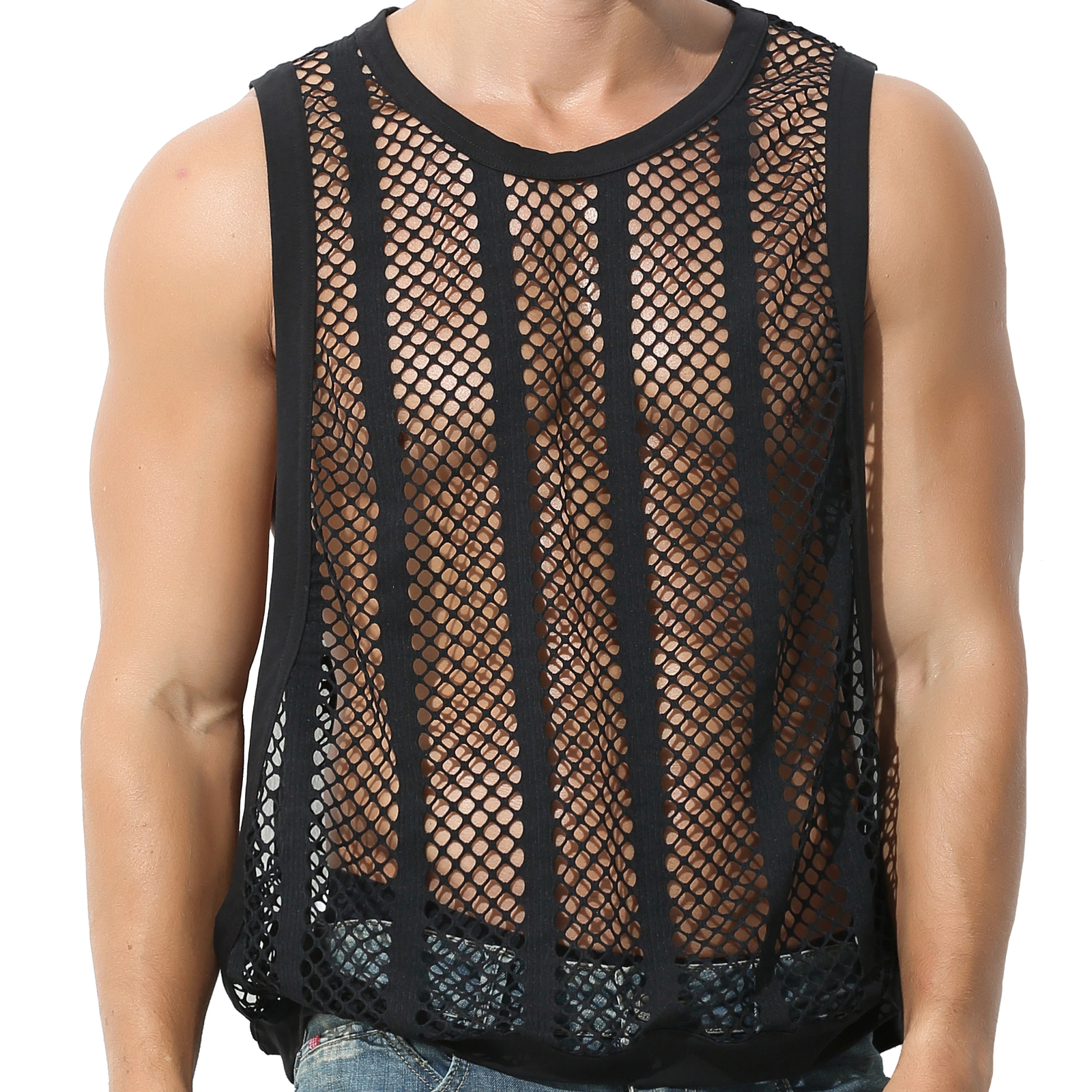 Sexy Men's Undershirt Muscle Hollow Out Tank Top T-Shirt Mesh Fishnet Sleeveless gallery