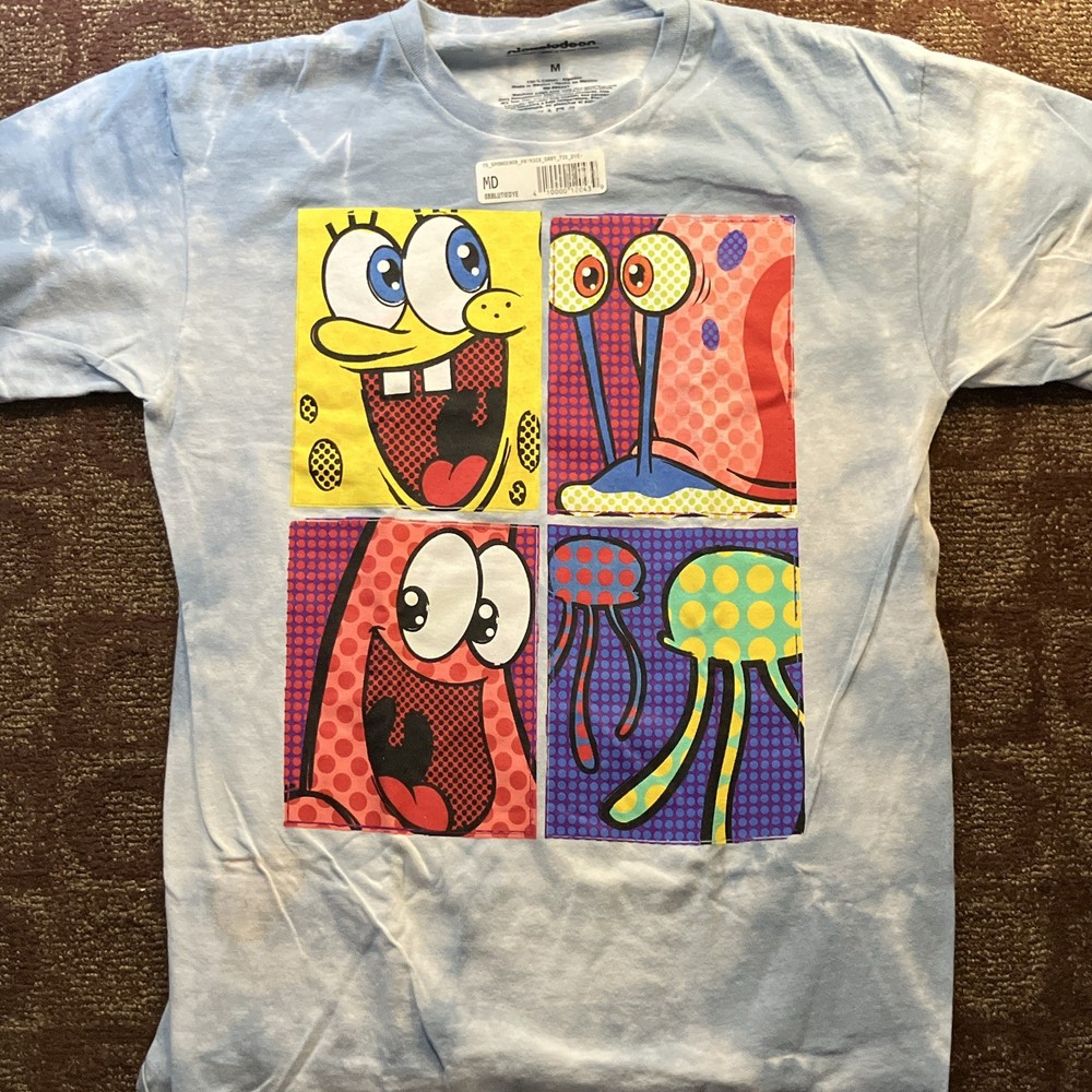 Nickelodeon SpongeBob SquarePants Men’s Blue Graphic Print Crew Neck T-Shirt M