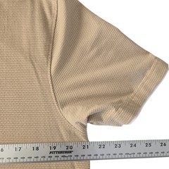 Crew Neck Waffle Textured Patterned Soft Cotton Blend Tee Inner Collar Lining L