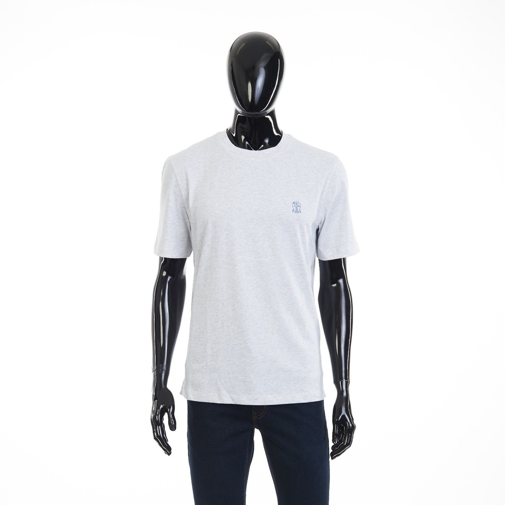 BRUNELLO CUCINELLI 595$ Light Grey Crew Neck Tshirt – Short-sleeve Cotton Jersey