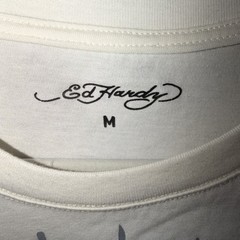 Ed Hardy Men’s M White Double-Sided Panther Graphic Logo Crew Neck T-Shirt